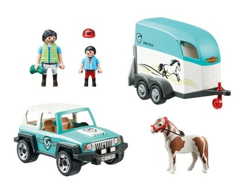 Playmobil Coche Desmontable Con Remolque Para Caballo Poni