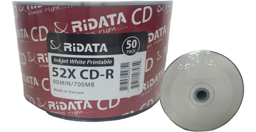 100 Unidades Cd Virgem Ridata Printable 52x 700mb 80min