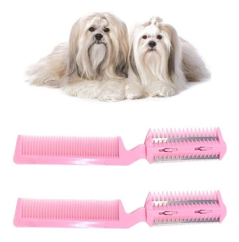 Kit 2 Peines Con Cuchilla Profesional Mascotas Perros Gatos