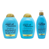 Ogx Argan Oil Of Morocco Shampoo + Enjuague + Crema Rulos 3c