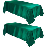 Mantel Rectangular De Satén Verde Cazador, Paquete De 2 Mant