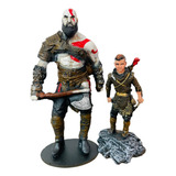 Bonecos Kratos E Atreus God Of War 4 Colecionaveis Estátua 