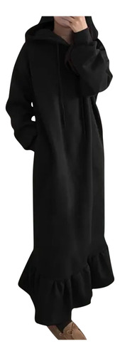 Vestido En U Para Mujer, A La Moda, Con Capucha, Invierno, C
