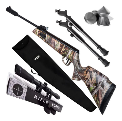 Rifle Aire Comprimido Fox Nitro Compact Camo + Mira Bipode