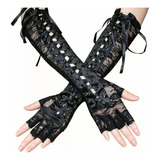 Guantes Largos Negros De Encaje Para Mujer Sexy Novia Lolita