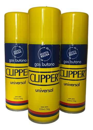 Gas Butano Clipper De 100 Ml Pack 3x