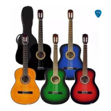 Guitarra Criolla De Estudio Azul  Funda Y Pua Radalj