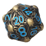 Dado De Metal Gigante D20 Azul Bronce Para La Llamada De Cth