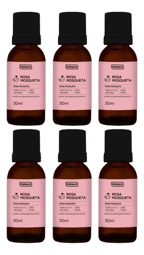 Óleo De Rosa Mosqueta 100% Puro 30ml Farmax - Kit 6 Unidades