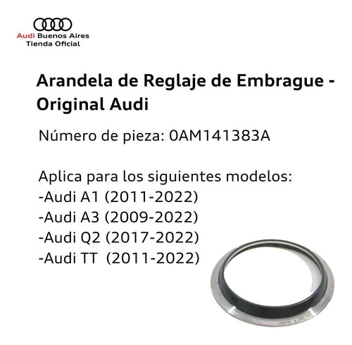 Arandela/retn De Reglaje De Embrague Audi A1 2011 Al 2018 Foto 2