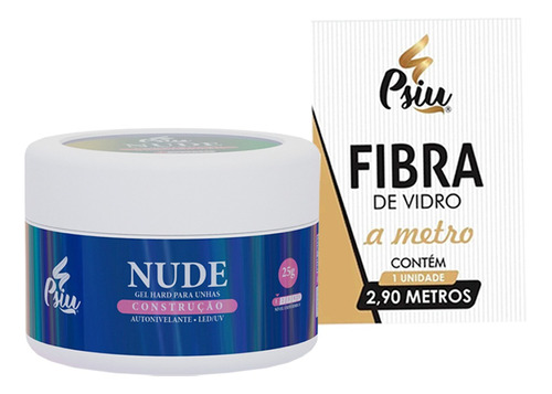 Kit Psiu Gel Nude 25g Alongamento De Unhas + Fibra De Vidro