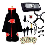 Manto Akatsuki Infantil + Kit Kunai + Bandana E Anel Itachi