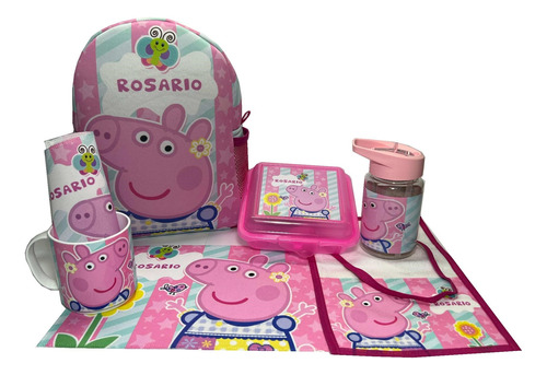  Set De Jardín + Mochila Chica + Táper + Botella Peppa Pig