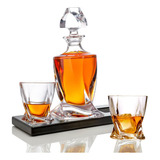 Bezrat Whiskey Glasses And Liquor Decanter Set | (2) Crys...