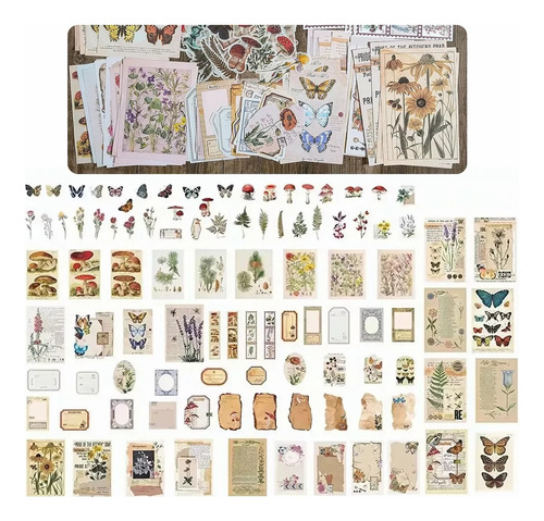200 Vintage Láminas De Mariposas Botánica Stickers Manualida