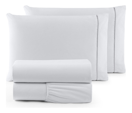 Conjunto Lençol Solteiro 2 Pcs Com Fronha Cama Box 400 Fios