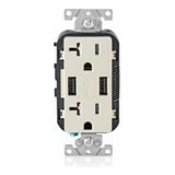 Receptáculo Doble Leviton 20-amp Cargador Usb Resiste