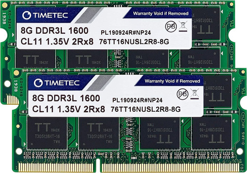 Memorias Ram Timetec, 16gb (2x8gb), Ddr3l, 1600mhz, Cl11