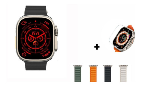 Smartwatch Ultra Série 8 Max Ultra Relógio Tela Infinita Cor Da Caixa Prateado Cor Da Pulseira Preto