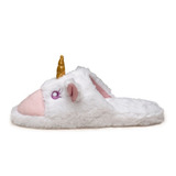 Pantufa Chinelo Unicórnio Branco Feminina Infantil E Adulta