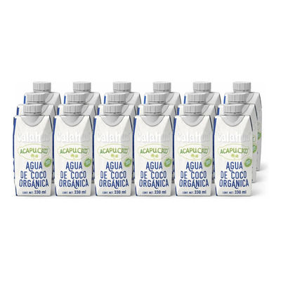 Agua De Coco Organica Calahua Acapulcoco 18 Pzas De 330ml