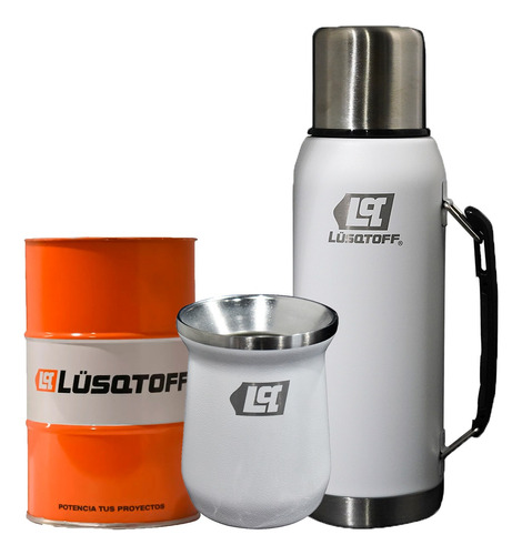 Kit Matero Termo Lusqtoff 1 Litro + Mate + Lata yerbera P