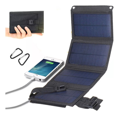 Cargador Solar Portatil Plegable 4 Páneles Puertos Usb 20w
