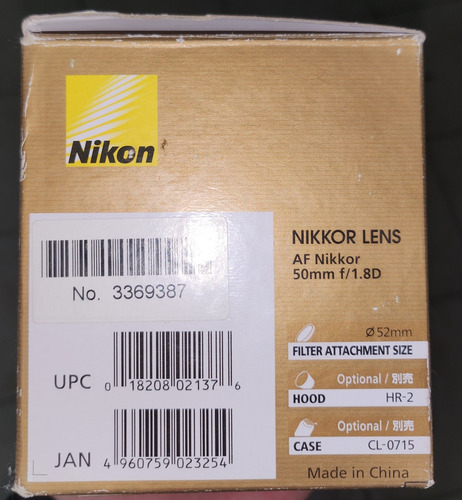  Nikon Lente Af Nikkor 50 Mm F/ 1.8d