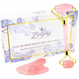 Zanimo Rodillo Facial De Cuarzo Rosa Y Gua Sha  Rodillo Anti