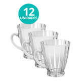 Jogo 12 Caneca Xícara Vidro Transparente Expresso Café 180ml