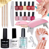 Kit Esmaltes Semipermanent Uv Cabina Primer Base Top Coat