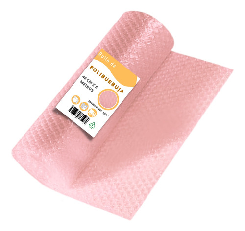 Plastico Papel Burbuja Chica Rosa Antiestatica Rollo40cmx5m