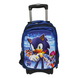 Mochila Lonchera Y Lapicera Con Llantas. Sonic, Spiderman, Capitan América Y Mas