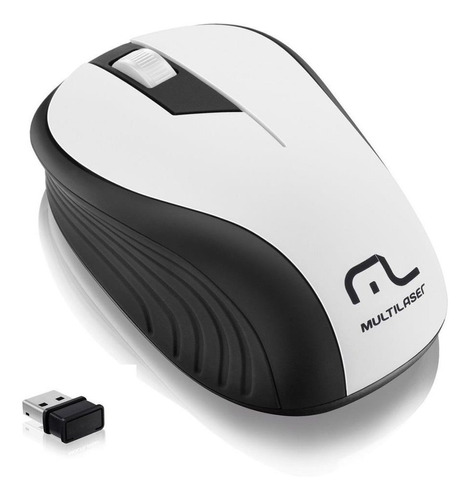 Mouse Sem Fio Multilaser 2.4ghz Usb Preto E Branco Mo216