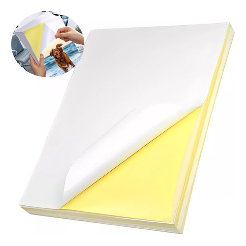 Papel Adhesivo Brillante Blanco Para De Imprimir 100 Pcs