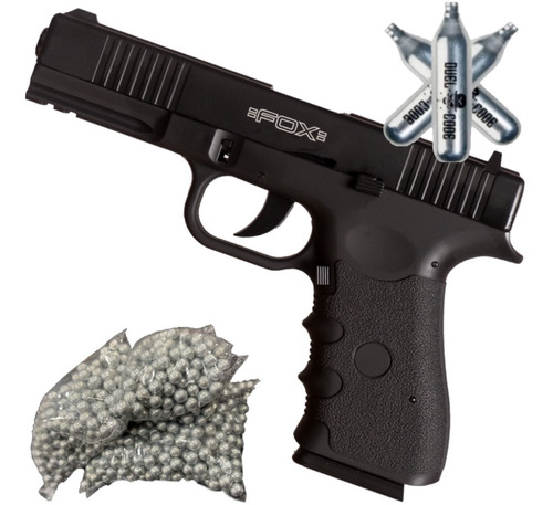 Pistola Co2 Fox Glock 17 Blowback Metalica + Kit Completo