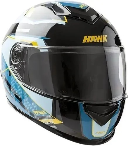 Casco Para Moto Integral Hawk Rs1 Negro/celeste 