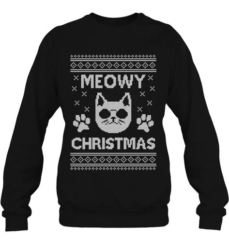Sueter Comodo Navideño Cat Ugly Christmas Sweater Gato Meaw