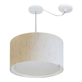 Lustre C/ Desvio De Centro Md-4307 Cupula 45x30 Linho Bege