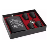 Licorera Wiskera Acero Inox 9oz Jack Daniels+4 Copas+embudo