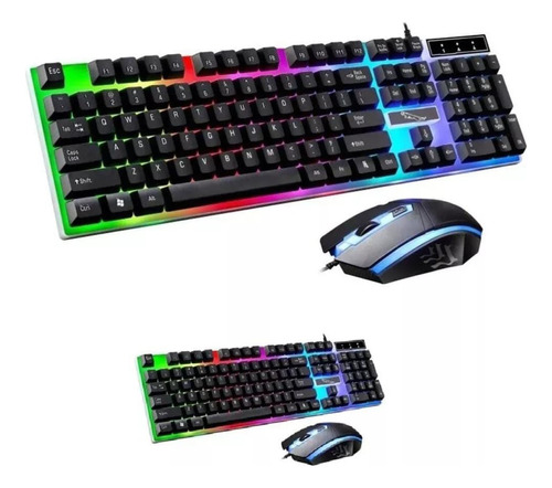 Teclado E Mouse Com Iluminação Led Rgb Gamer