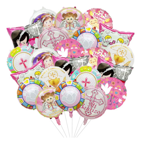 50 Globos Redondos De Bautizo Metálicos Para Gas Helio 18in | MercadoLibre