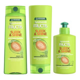 Garnier Fructis Sleek And Shine Shampoo, Condition + Kit Cre