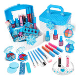 Kit De Maquillaje Estuche Azul Para Niñas Copo Frozen Certif