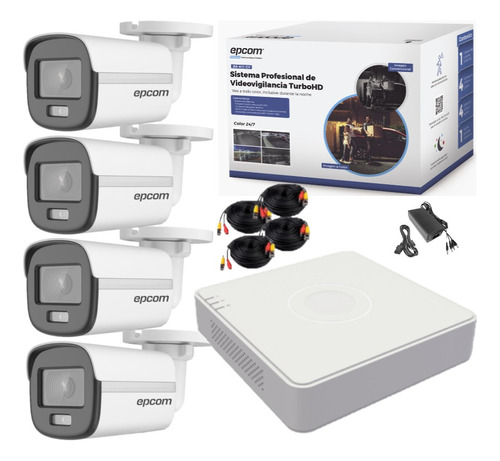 Kit Videovigilancia 4 Camaras Metalicas Colorvu Dvr 2mp Cctv