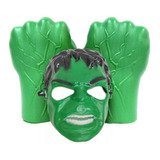 Kit Máscara Rígida + Par Luva Infantil Herói Hulk Vingadores