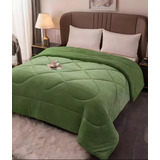 Acolchado Chris Design Confort 1 1/2 Plaza Diseño Lisa Color Verde De 160cm X 240cm