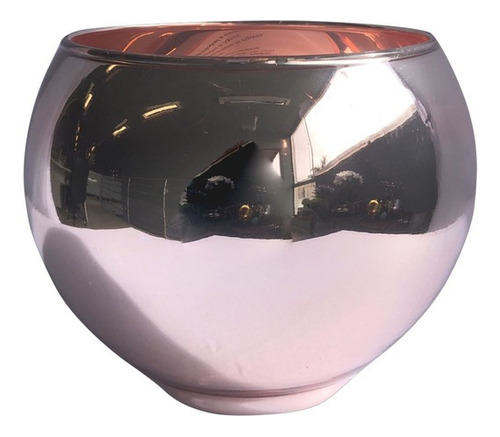 Vaso De Vidro Rose Gold Redondo 20cm