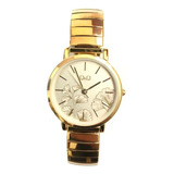 Reloj Pulsera Q&q Dama Qa21-834y De Cuerpo Color Oro Rosa, Analógico, Para Mujer, Con Correa De Acero Color Dorado, Agujas Color Oro Rosa, Dial Oro Rosa, Minutero/segundero Oro Rosa Y Hebilla Simple