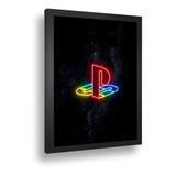 Quadro Emoldurado Poste Playstation Games Retro Arcade A3